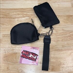 Mickey Mouse patch and Black Coin Purse and Card Holder Set